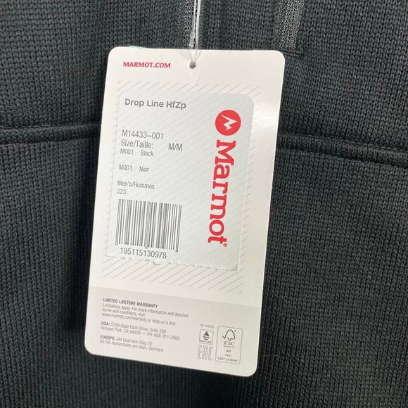 Marmot Drop Line Half Zip Sweater Fleece Pullover Jacket Black Mens M new nwt - Picture 9 of 14